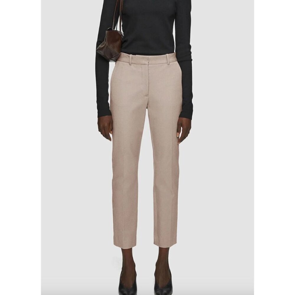 JOSEPH Coleman Gabardine Stretch Trousers in Escargot Tan Size FR 40 or Large